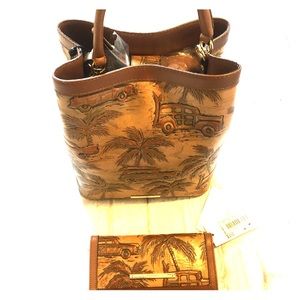Brahmin Tan Copa Cabana Bucket Bag and Wallet